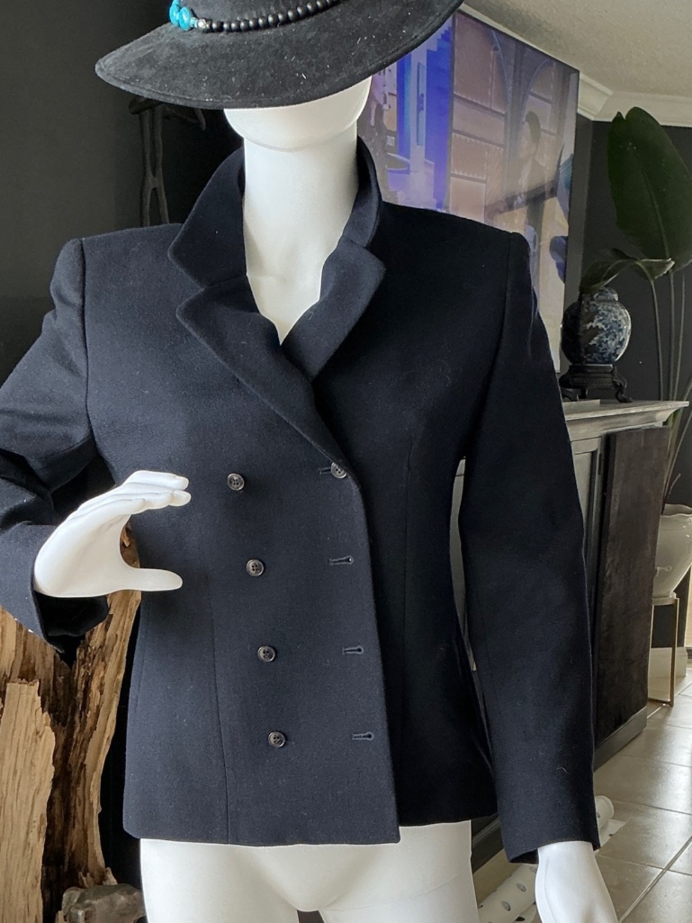 Jones New York Black Double-Breasted Pea Coat